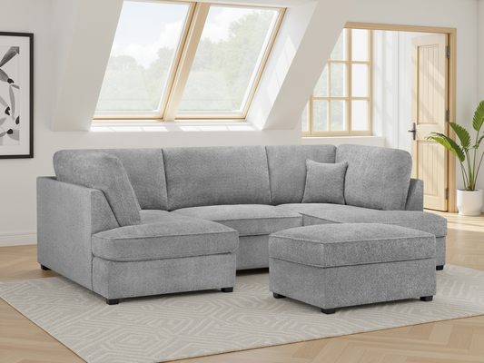 Cara Sofa Boucle Grey U Shape Corner at Dreamy furniture store