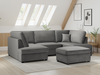 Cara Sofa Plush Grey U Shape Corner at Dreamy furniture store