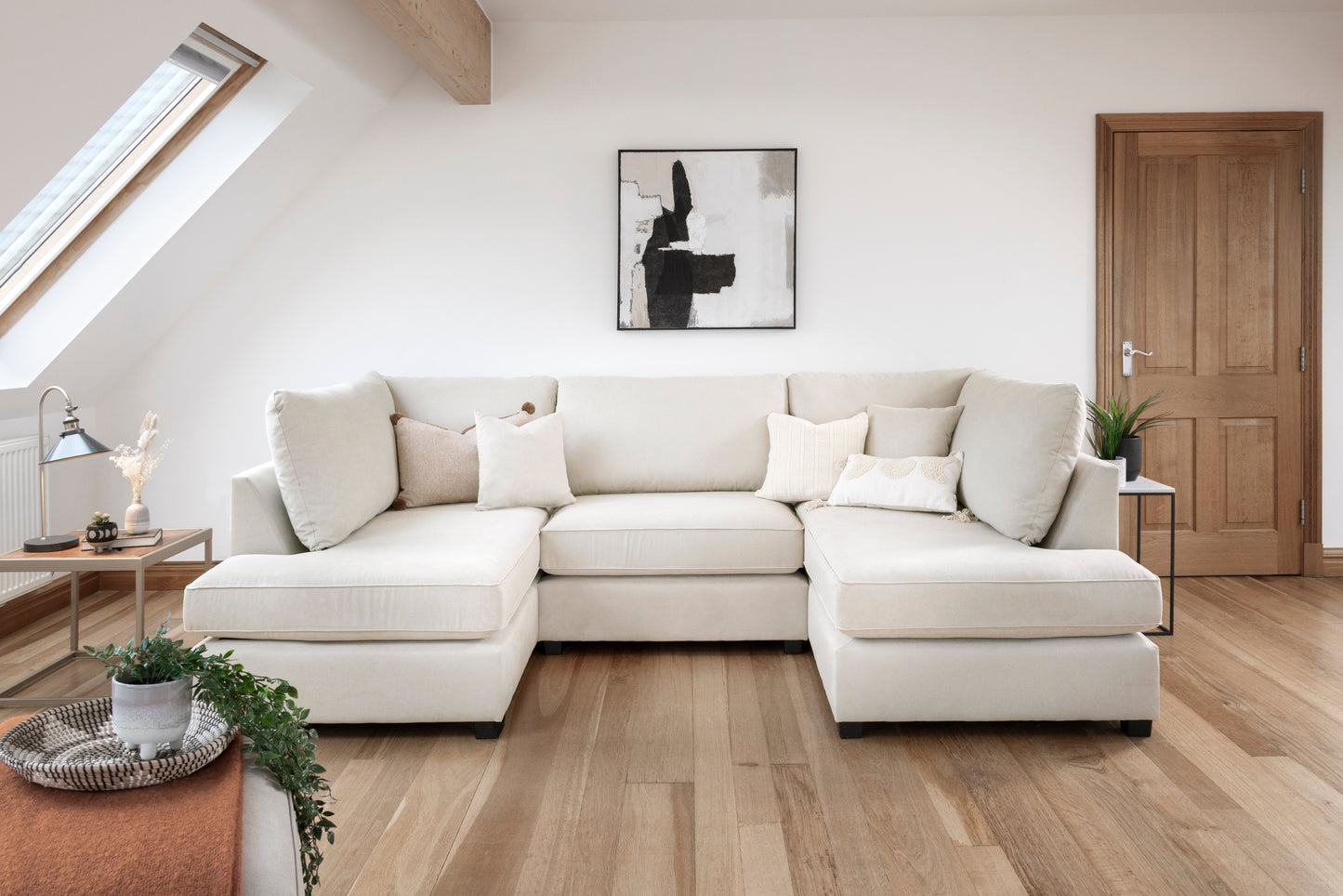 Cara Classic Sofa Beige U Shape Corner