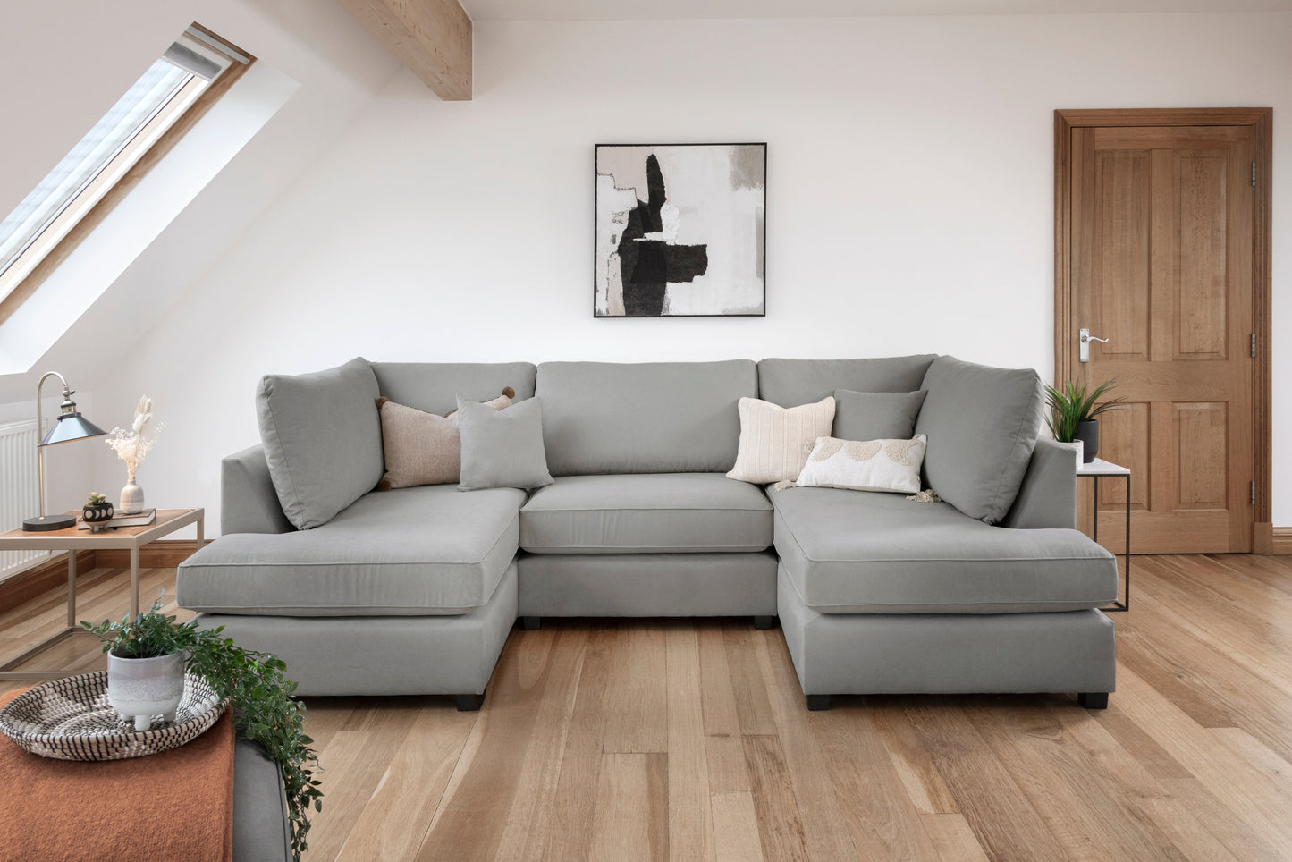Cara Classic Sofa Grey U Shape Corner