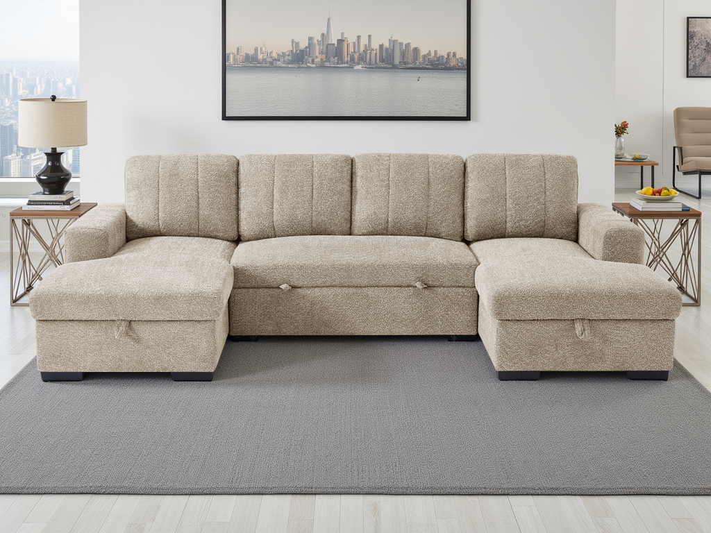 Cosmo Sofabed Beige U Shape Corner - Cosmo sofa range - Dreamy furniture Isle of Man and UK