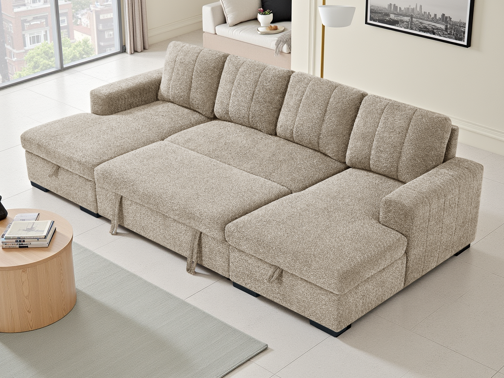 Cosmo Sofabed Beige U Shape Corner - Cosmo sofa range - Dreamy furniture Isle of Man and UK