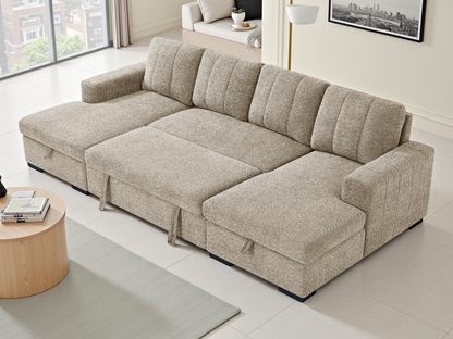 Cosmo Sofabed Beige U Shape Corner - Cosmo sofa range - Dreamy furniture Isle of Man and UK