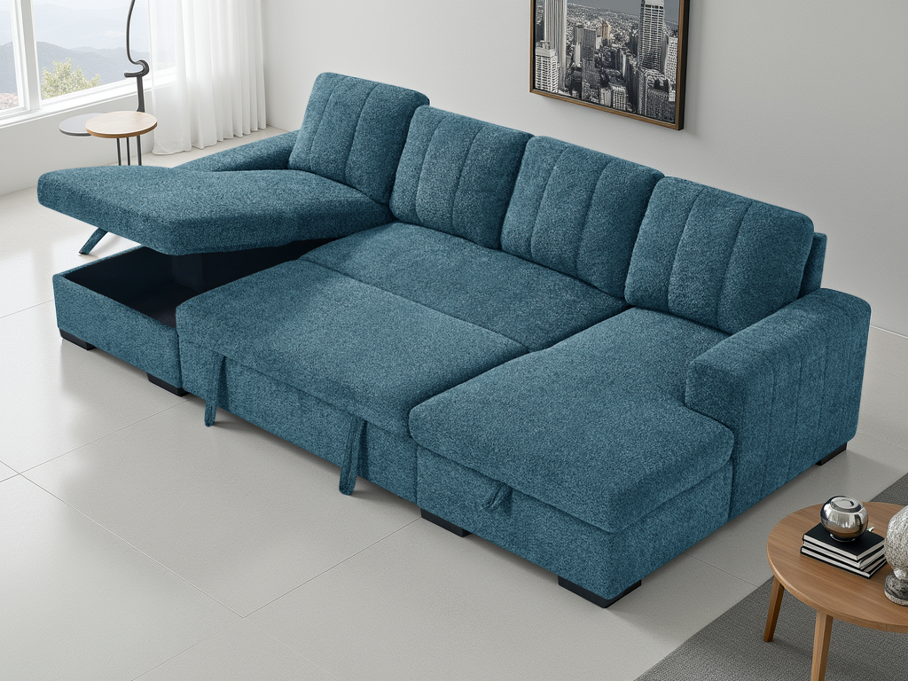 Cosmo Sofabed Blue U Shape Corner - Cosmo sofa range - Dreamy furniture Isle of Man and UK