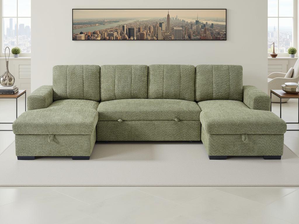 Cosmo Sofabed Green U Shape Corner - Cosmo sofa range - Dreamy furniture Isle of Man and UK
