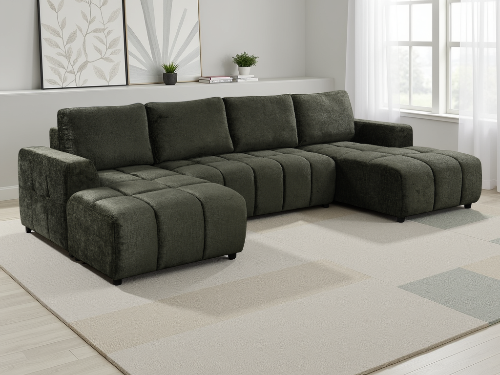 Shelby Luxury Green U Shape Corner Sofabed - Shelby Luxury Green U Shape Corner Sofabed sofa bed Isle of Man UK delivery