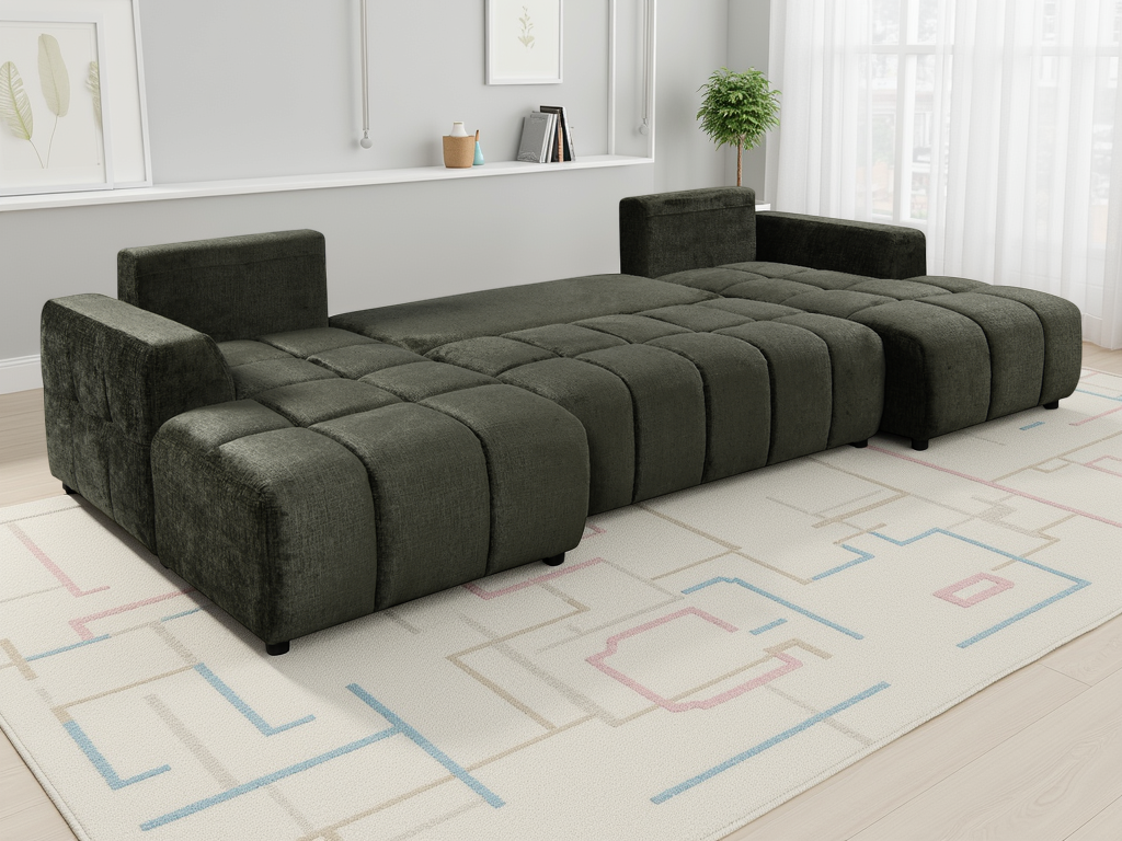 Shelby Luxury Green U Shape Corner Sofabed - Shelby Luxury Green U Shape Corner Sofabed sofa bed Isle of Man UK delivery