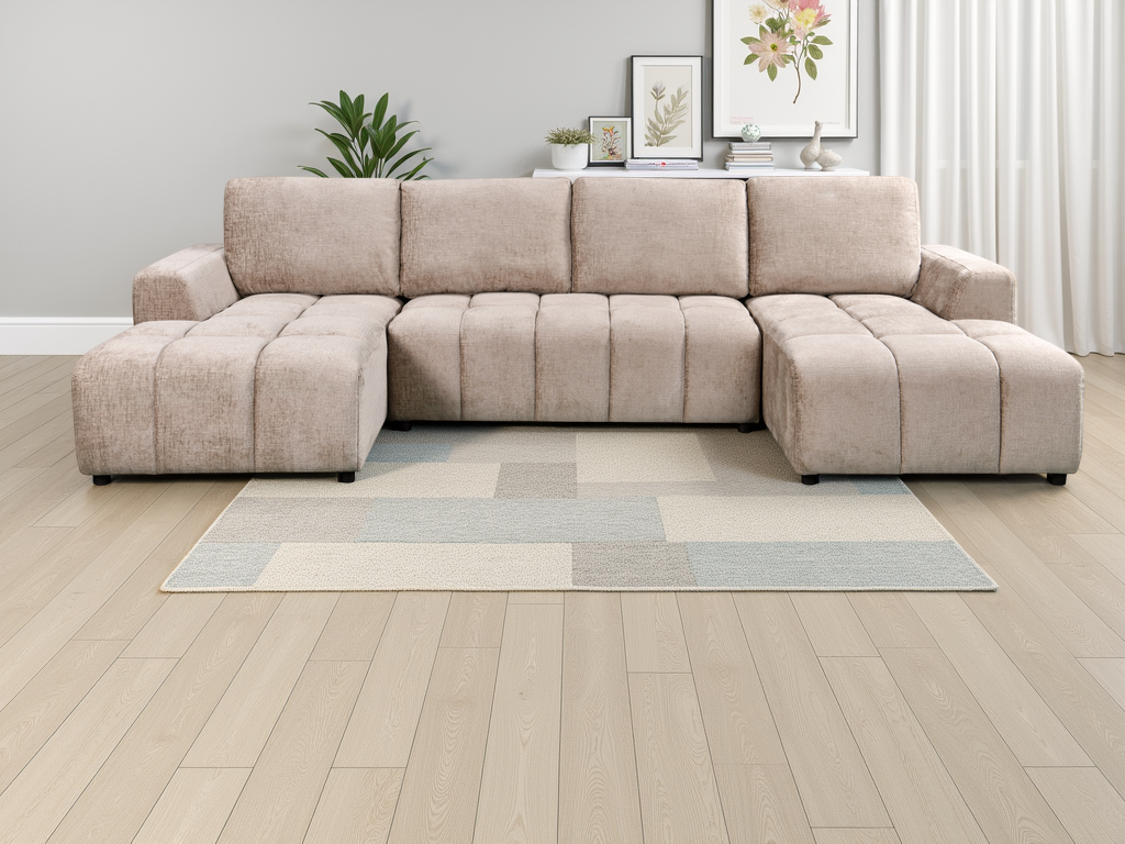Shelby Luxury Beige U Shape Corner Sofabed - Shelby Luxury Beige U Shape Corner Sofabed sofa bed Isle of Man UK delivery