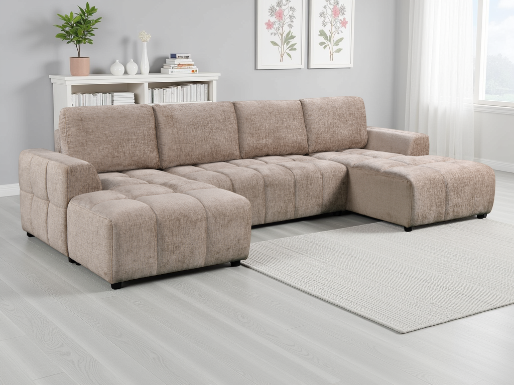 Shelby Luxury Beige U Shape Corner Sofabed - Shelby Luxury Beige U Shape Corner Sofabed sofa bed Isle of Man UK delivery
