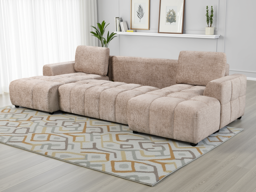 Shelby Luxury Beige U Shape Corner Sofabed - Shelby Luxury Beige U Shape Corner Sofabed sofa bed Isle of Man UK delivery