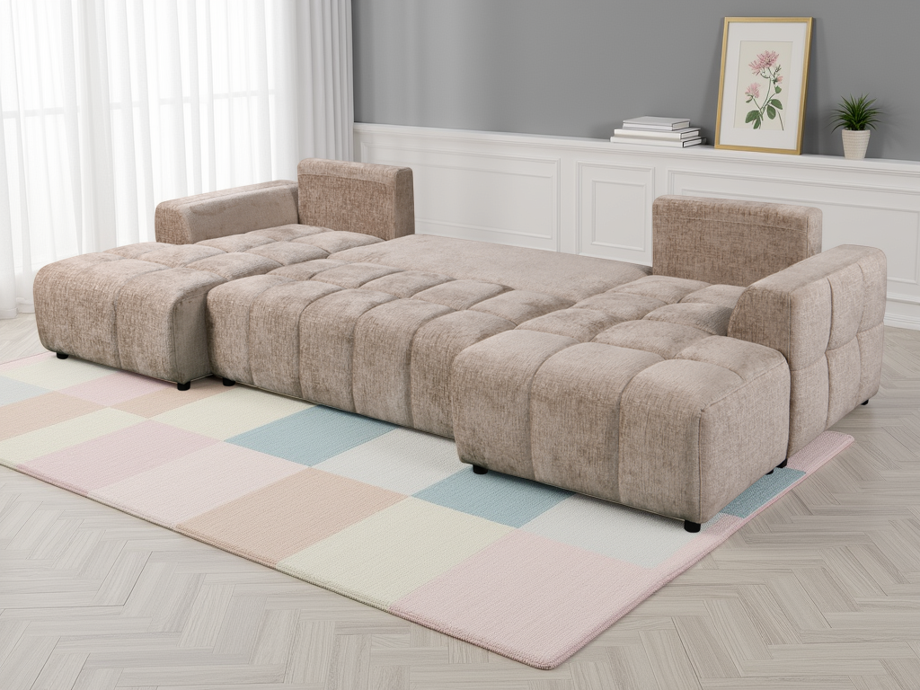 Shelby Luxury Beige U Shape Corner Sofabed - Shelby Luxury Beige U Shape Corner Sofabed sofa bed Isle of Man UK delivery