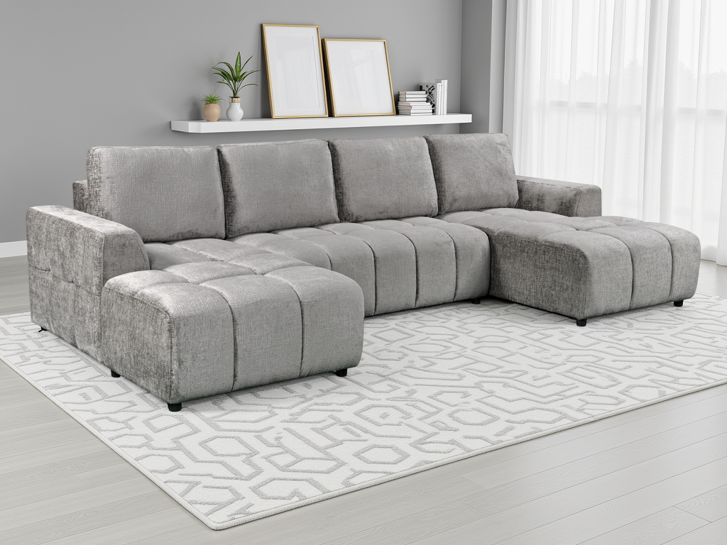 Shelby Luxury Grey U Shape Corner Sofabed - Shelby Luxury Grey U Shape Corner Sofabed sofa bed Isle of Man UK delivery