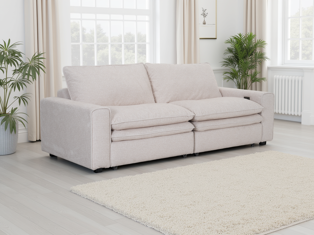 Flo Cloud Beige Electric Sofa - premium furniture with free Isle of Man and UK delivery