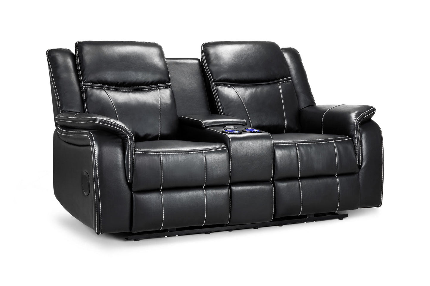 Gatsby black leather recliner 2 seater by Dreamy