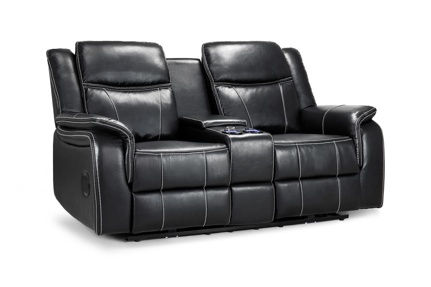 Gatsby black leather recliner 2 seater by Dreamy
