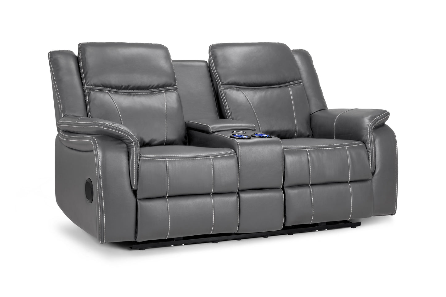 Gatsby grey leather recliner 2 seater by Dreamy