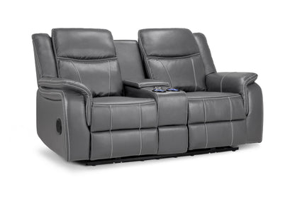 Gatsby grey leather recliner 2 seater by Dreamy