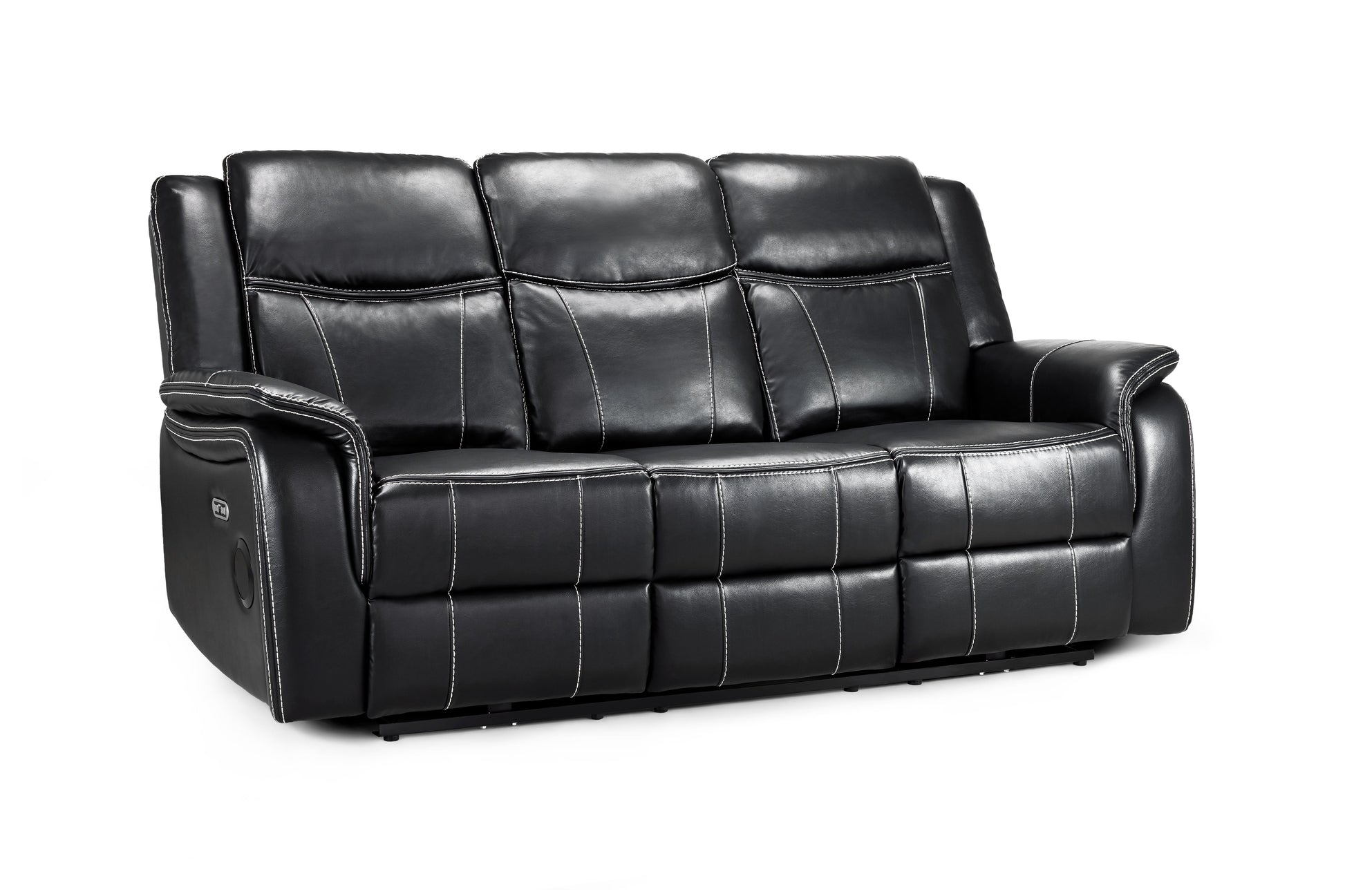 Gatsby black leather recliner 3 seater by Dreamy