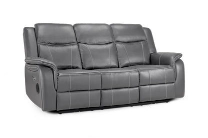Gatsby grey leather recliner 3 seater by Dreamy