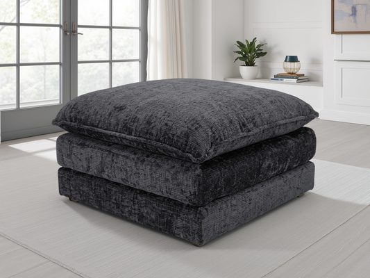 Sonia Sofa Black Footstool - premium footstool with free Isle of Man and UK delivery