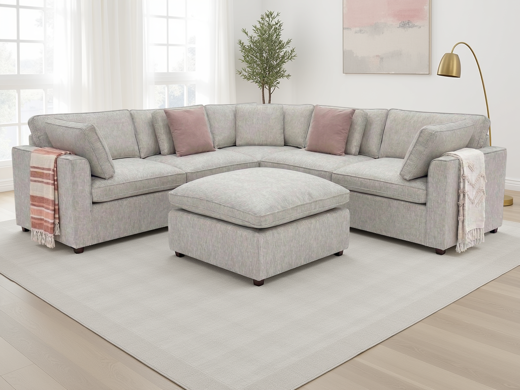 Salma Sofa Grey Large Corner with Footstool - Salma Sofa Grey Large Corner with Footstool corner sofa Isle of Man UK delivery