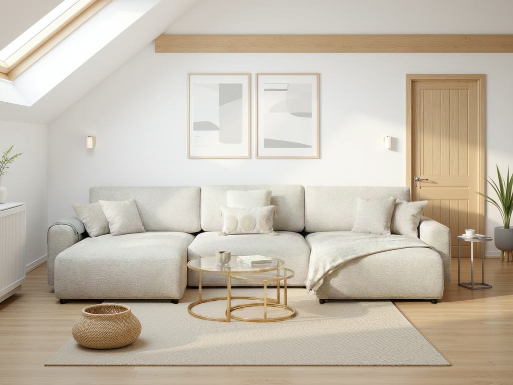 Lucie Sofa Beige U Shape Corner - premium furniture with free Isle of Man and UK delivery