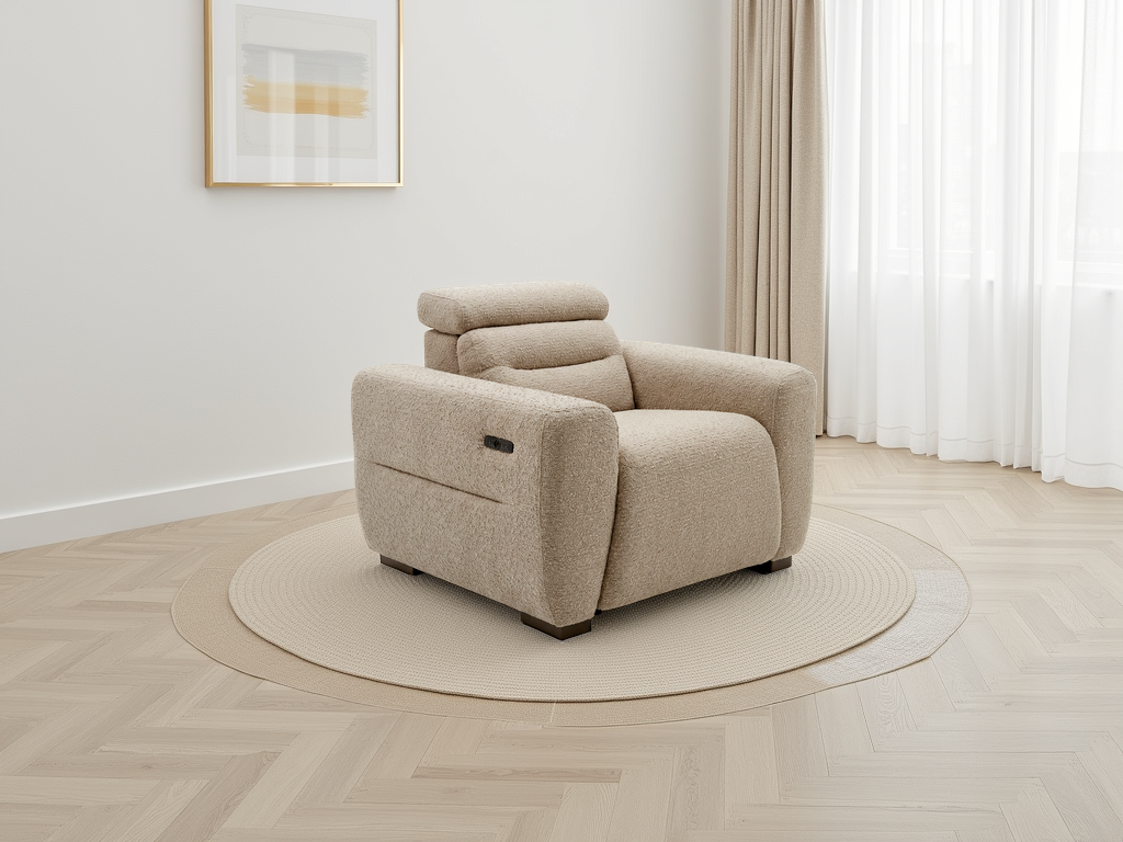 Tony Electric Recliner Beige Armchair - premium armchair with free Isle of Man and UK delivery