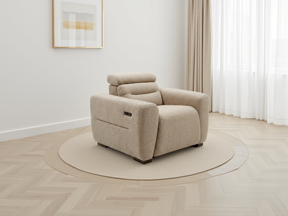 Tony Electric Recliner Beige Armchair - premium armchair with free Isle of Man and UK delivery