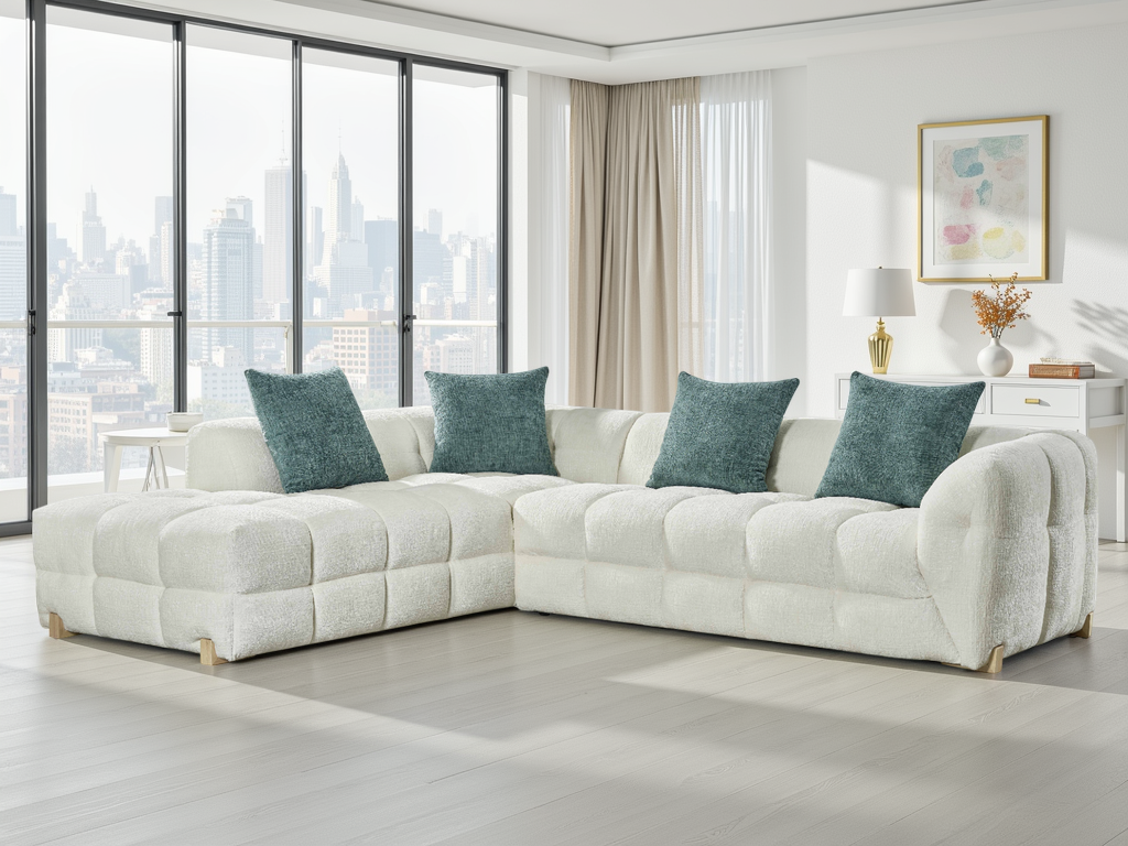 Gena Sofa Beige Left Corner - Ivory - modern corner sofa - Dreamy furniture