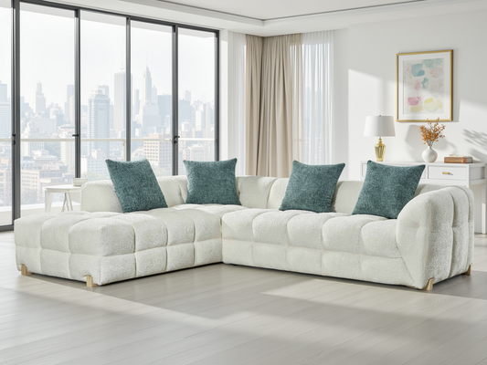 Gena Sofa Beige Left Corner - Ivory - modern corner sofa - Dreamy furniture