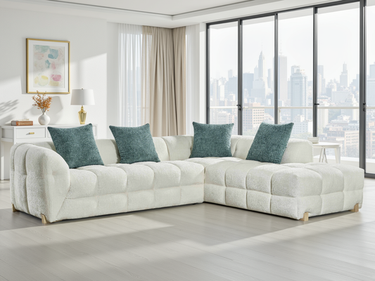 Gena Sofa Beige Right Corner - modern corner sofa UK at Dreamy