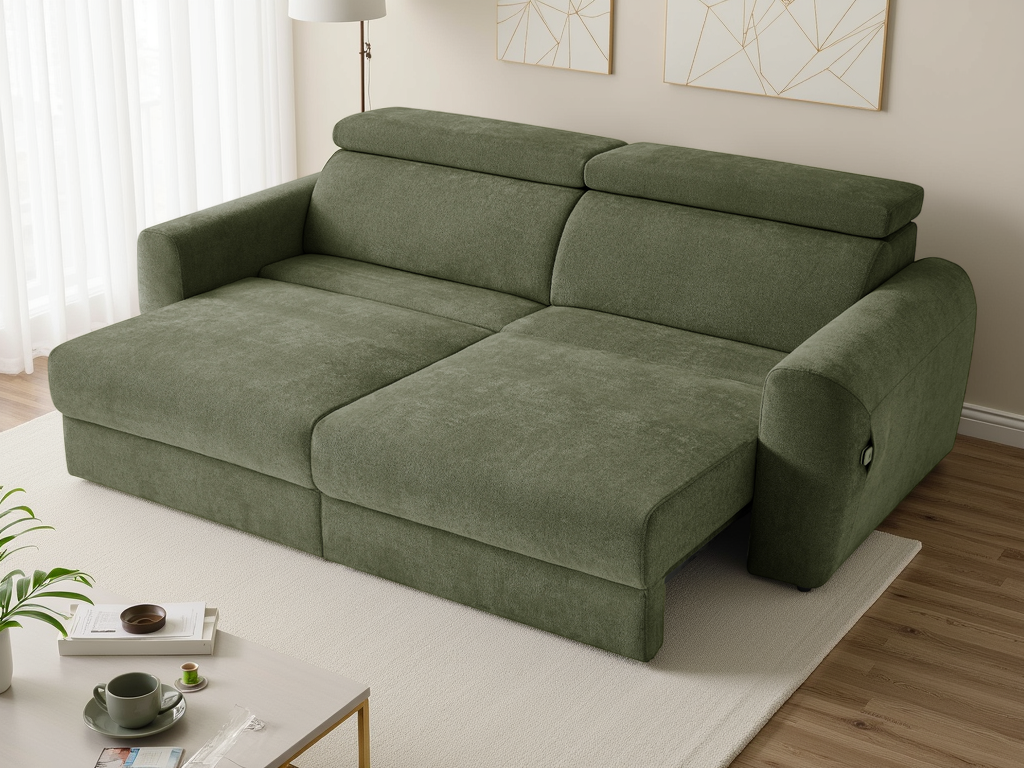 Dakota Electric Sofabed Green 3 Seater - premium sofabed with free Isle of Man and UK delivery