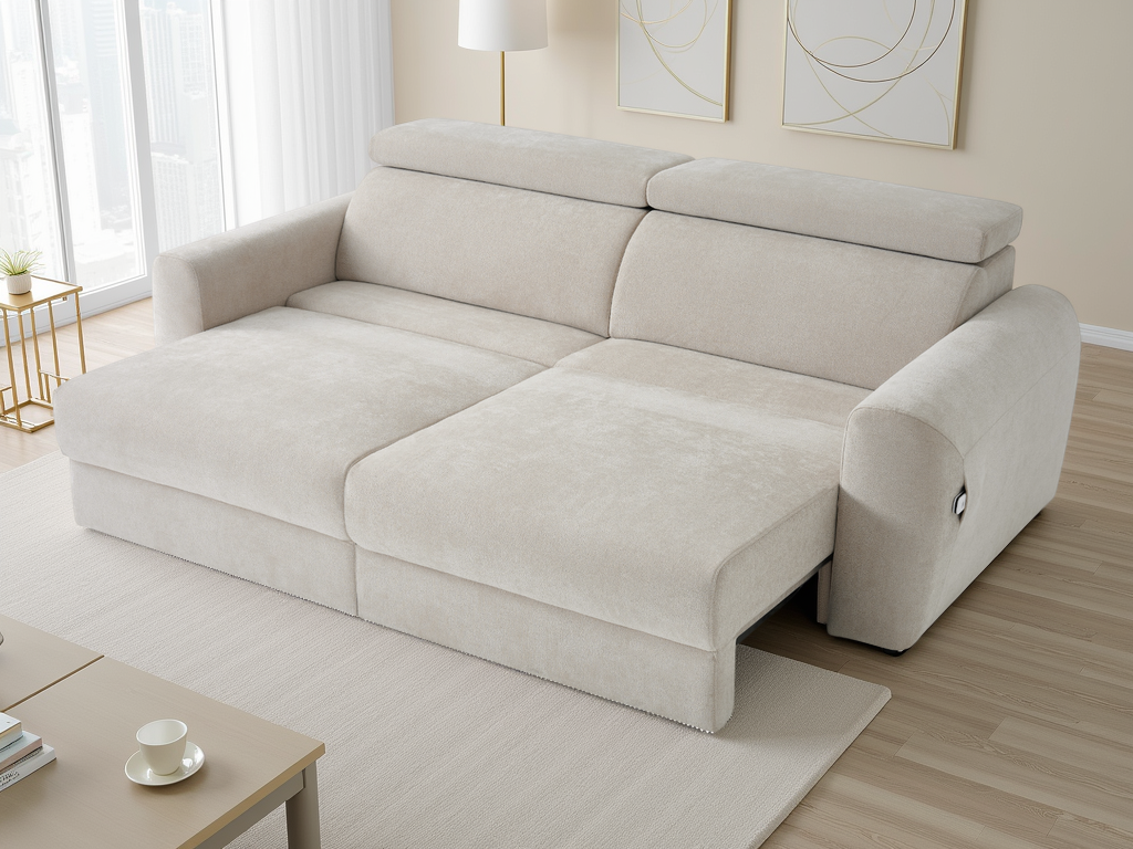 Dakota Electric Sofabed Beige 3 Seater - premium sofabed with free Isle of Man and UK delivery