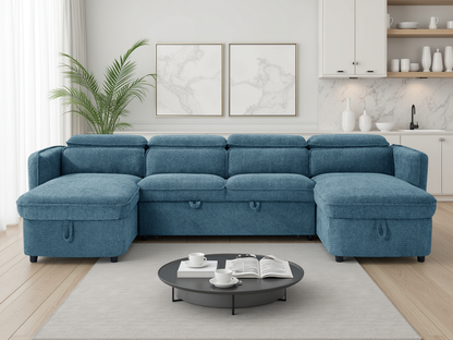 Camila Sofabed Blue U Shape Corner - Camila sofa range - Dreamy furniture Isle of Man and UK