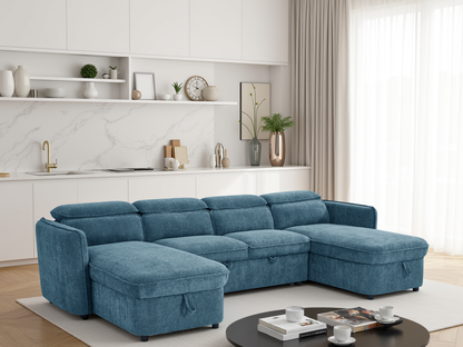 Camila Sofabed Blue U Shape Corner - Camila sofa range - Dreamy furniture Isle of Man and UK