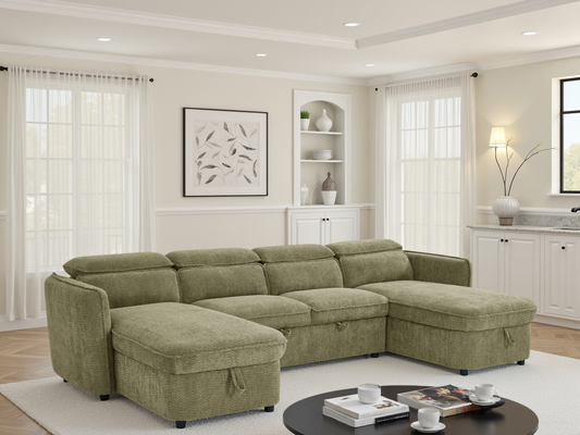 Camila Sofabed Green U Shape Corner - Camila sofa range - Dreamy furniture Isle of Man and UK