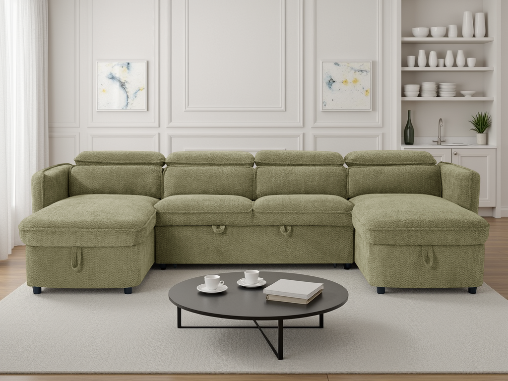 Camila Sofabed Green U Shape Corner - Camila sofa range - Dreamy furniture Isle of Man and UK