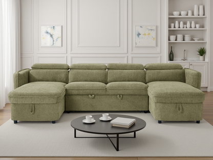 Camila Sofabed Green U Shape Corner - Camila sofa range - Dreamy furniture Isle of Man and UK