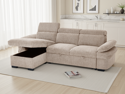 Hunnie Sofabed Beige Universal Corner - premium sofabed with free Isle of Man and UK delivery