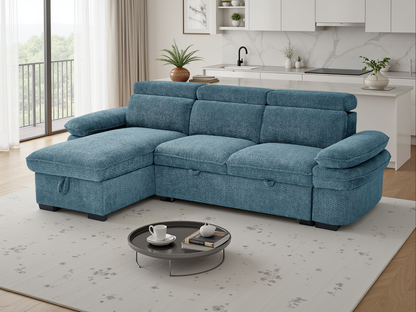 Hunnie Sofabed Blue Universal Corner - premium sofabed with free Isle of Man and UK delivery