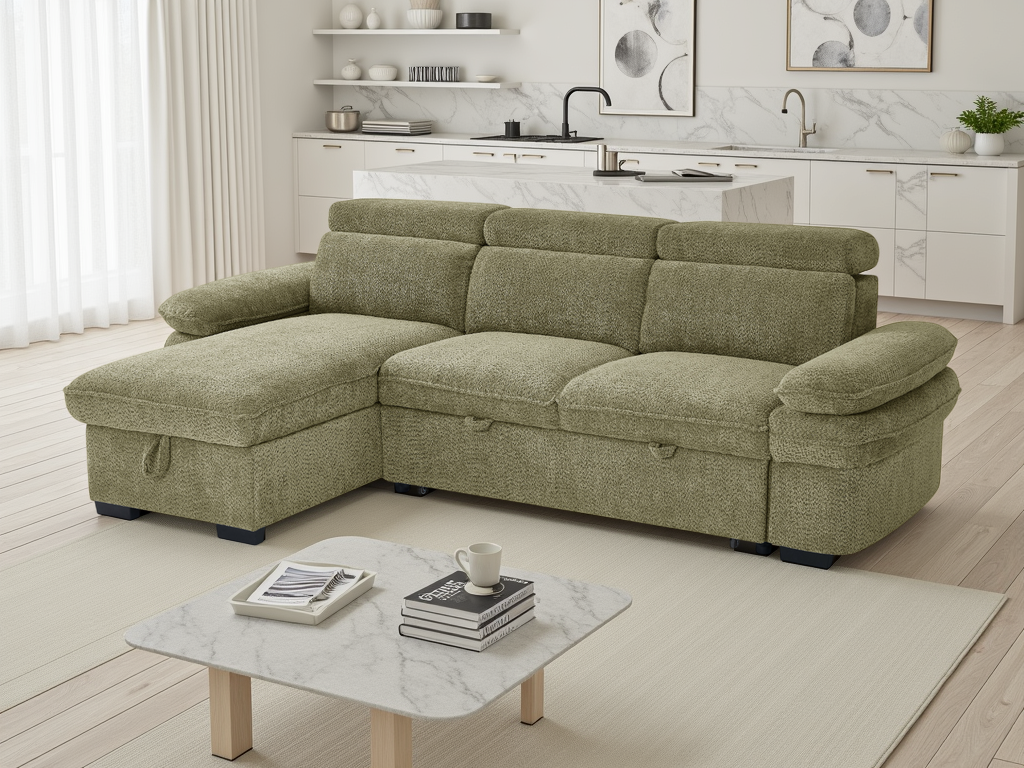 Hunnie Sofabed Green Universal Corner - premium sofabed with free Isle of Man and UK delivery