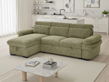 Hunnie Sofabed Green Universal Corner - premium sofabed with free Isle of Man and UK delivery