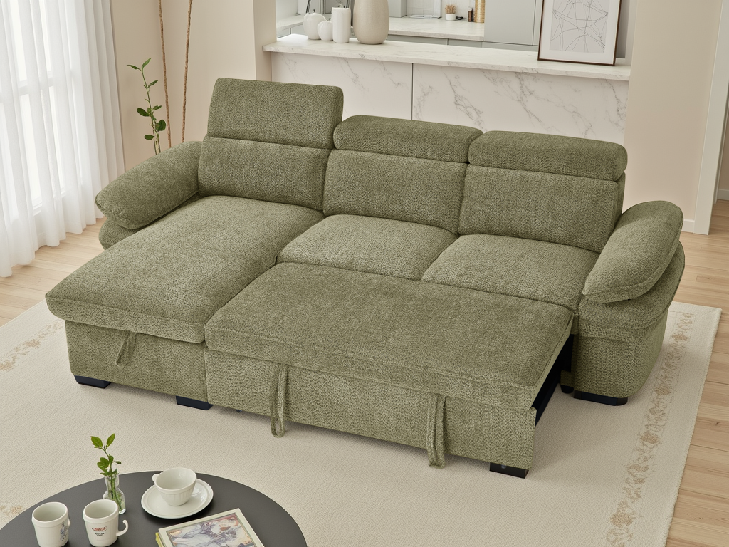 Hunnie Sofabed Green Universal Corner - premium sofabed with free Isle of Man and UK delivery