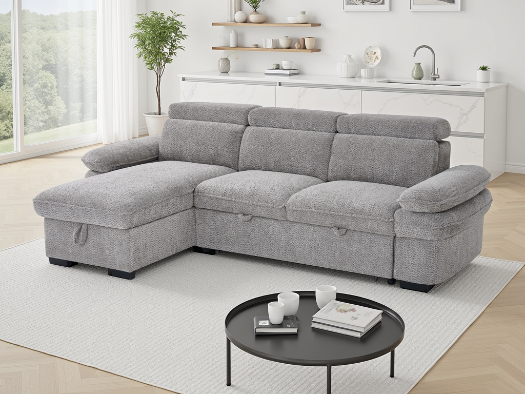 Hunnie Sofabed Grey Universal Corner - premium sofabed with free Isle of Man and UK delivery