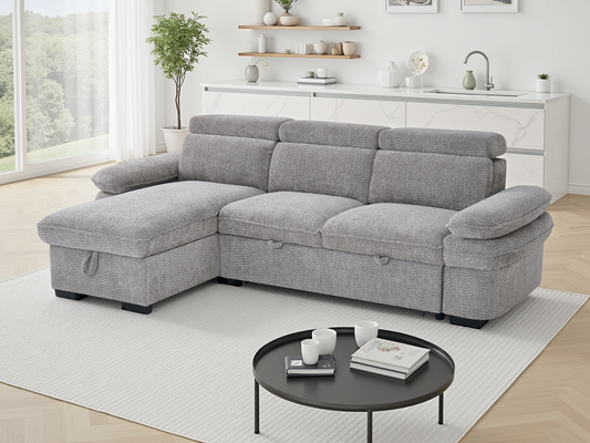 Hunnie Sofabed Grey Universal Corner - premium sofabed with free Isle of Man and UK delivery