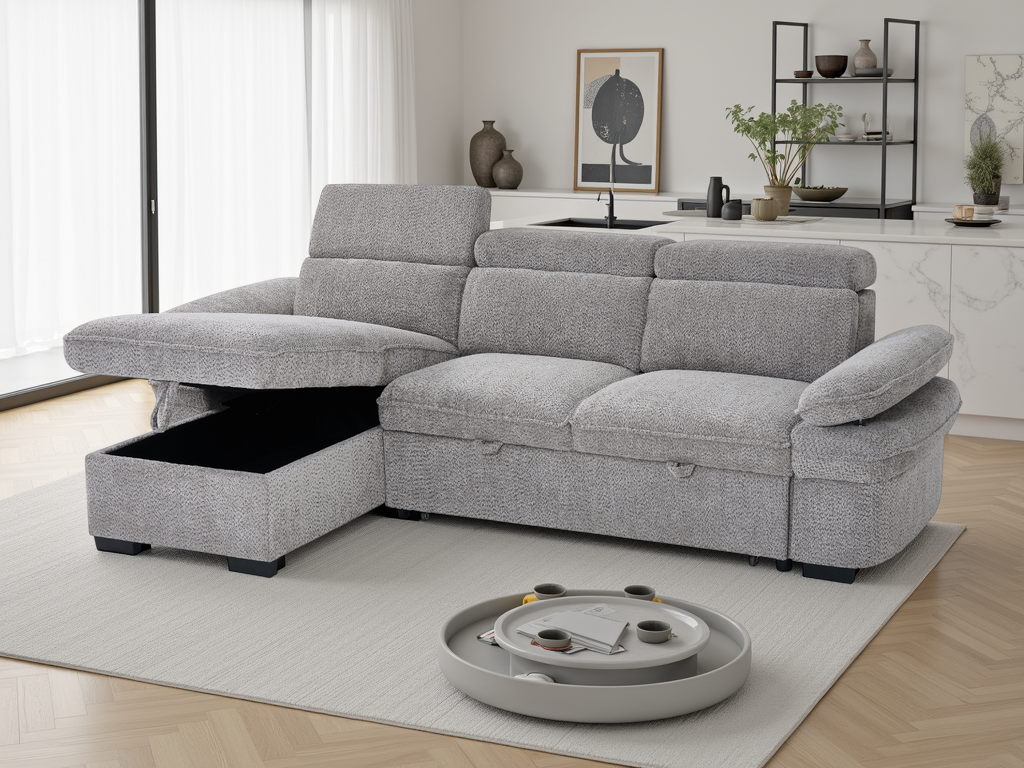 Hunnie Sofabed Grey Universal Corner - premium sofabed with free Isle of Man and UK delivery