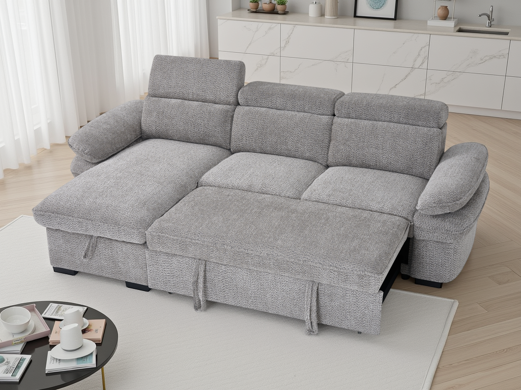 Hunnie Sofabed Grey Universal Corner - premium sofabed with free Isle of Man and UK delivery