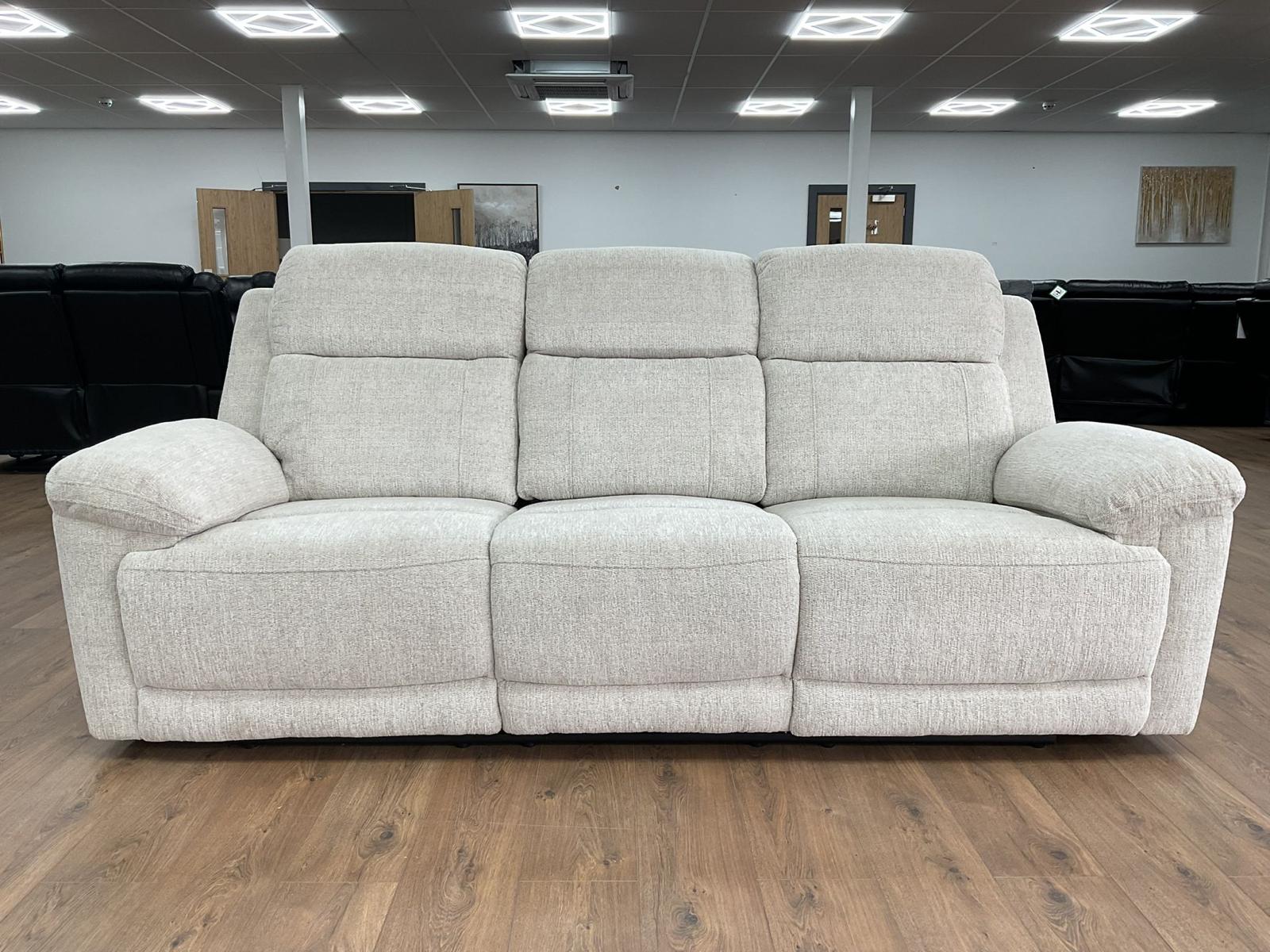Owl Electric Recliner Sofa Beige 3 Seater - beige fabric 3 seater electric recliner sofa by Dreamy