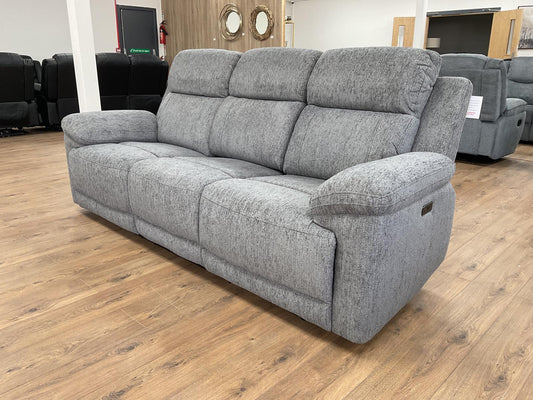Owl Electric Recliner Sofa Grey 3 Seater - grey fabric 3 seater electric recliner sofa by Dreamy