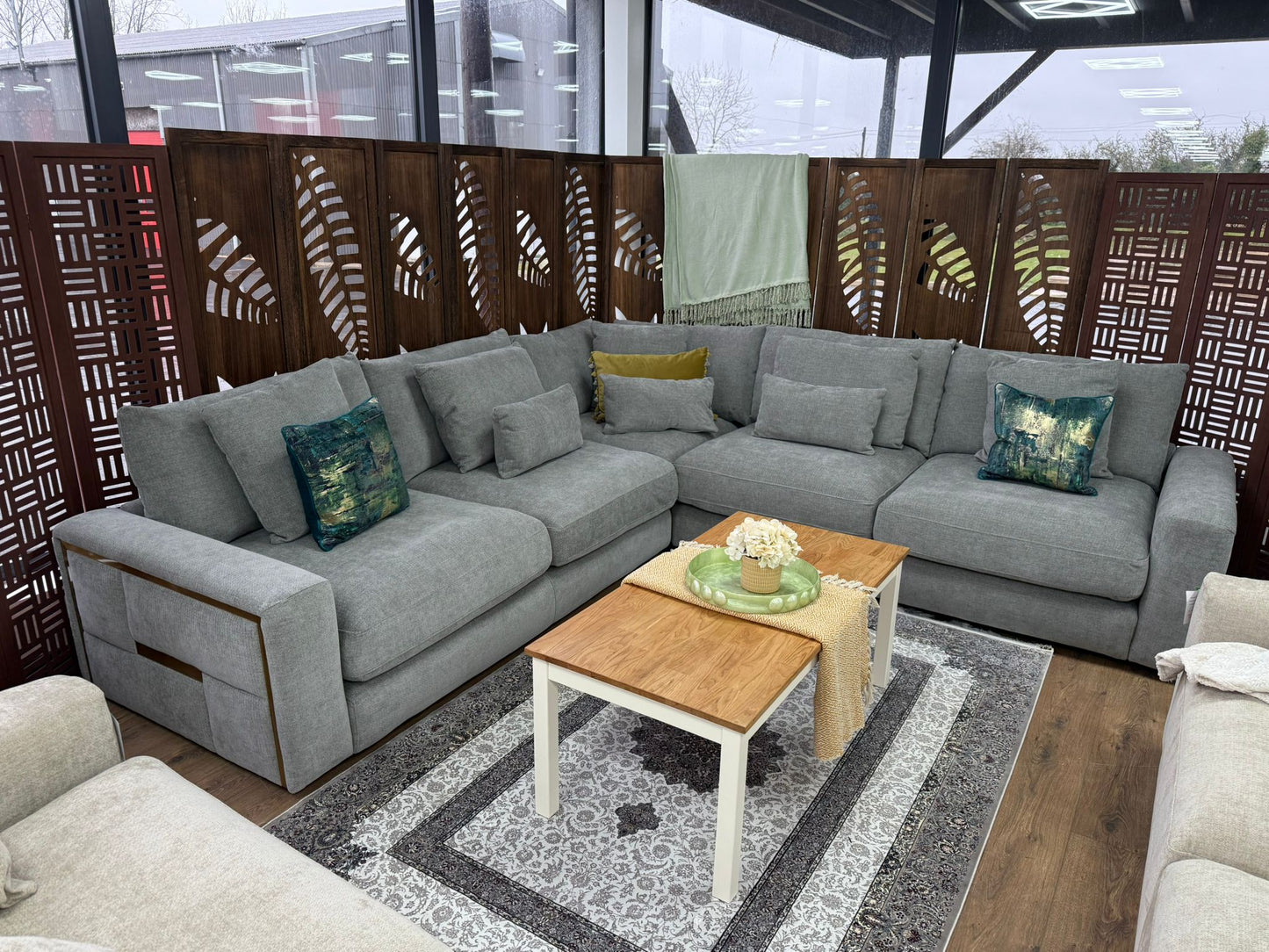 Julian Sofa Grey Large Corner - large corner sofa - Dreamy furniture
